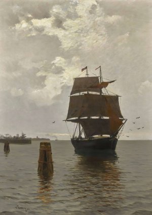 Sailing Ships On The Baltic Sea by Walter Leistikow Oil Painting