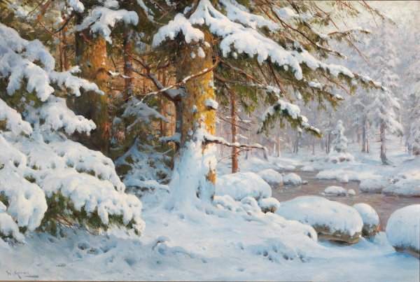 Winter im Wald by Walter Moras - Hand-Painted Oil Painting Reproduction