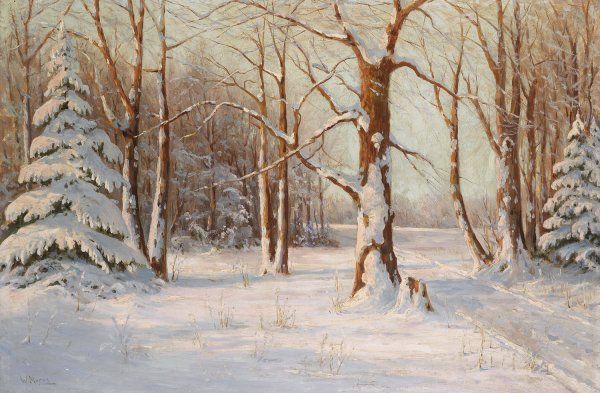 Winterwald by Walter Moras - Hand-Painted Oil Painting Reproduction