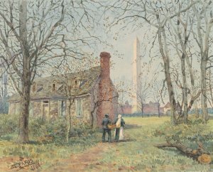 David Burns's Cottage and the Washington Monument by Walter Paris Oil Painting