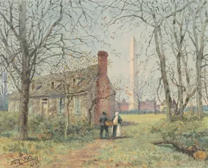 David Burns's Cottage and the Washington Monument by Walter Paris Oil Painting