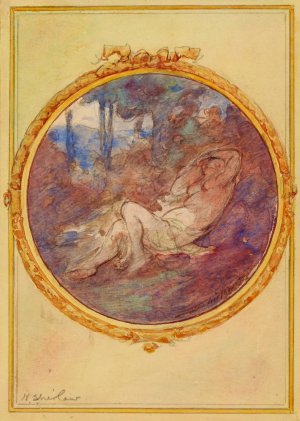 Figure Study for Decorative Panel by Walter Shirlaw Oil Painting