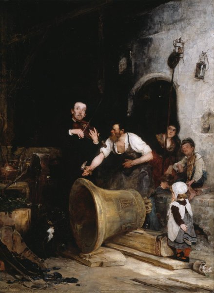 Toning the Bell  by Walter Shirlaw - Hand-Painted Oil Painting Reproduction