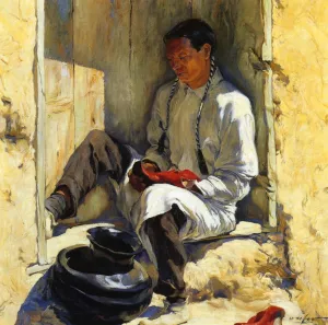 The Red Moccasins by Walter Ufer - Oil Painting Reproduction