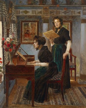 Die Gesangsstunde by Walther Firle Oil Painting