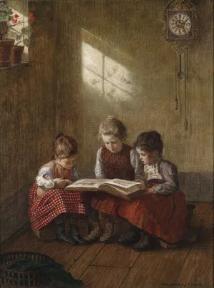 Spannende Lekture by Walther Firle Oil Painting