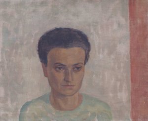 Frau S. Schonberger in gruner Bluse by Walther Gamerith Oil Painting