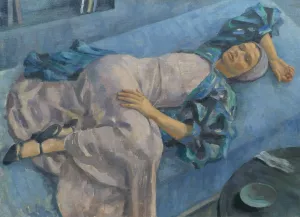Grete Gamerith Auf Blauer Couch Oil painting by Walther Gamerith