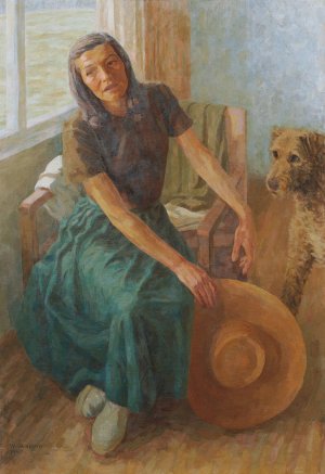 Grete Gamerith Mit Hund 'Puck' by Walther Gamerith Oil Painting