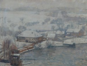 Winterlandschaft Am Attersee by Walther Gamerith Oil Painting