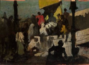 Roman amphitheatre, sketch by Wandalin Strzalecki Oil Painting