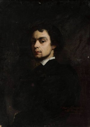 Self-portrait by Wandalin Strzalecki Oil Painting