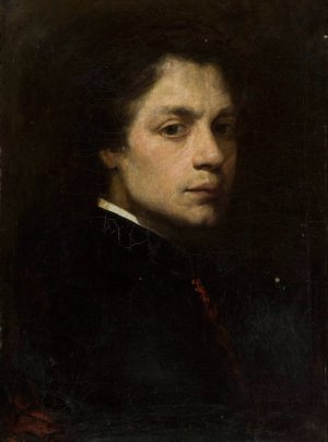 Self-portrait by Wandalin Strzalecki Oil Painting