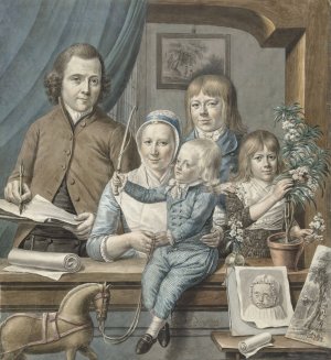 De kunstenaar zelf en zijn gezin by Warner Horstink Oil Painting