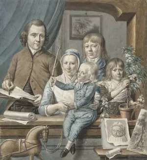 De kunstenaar zelf en zijn gezin by Warner Horstink Oil Painting