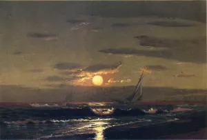 Moonlight Sailing by Warren W. Sheppard - Oil Painting Reproduction