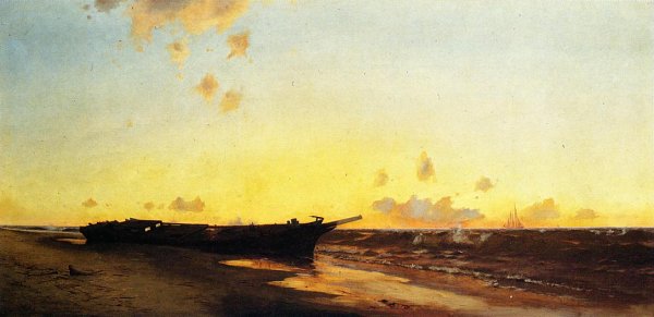 Main Product Photo of Wreck at Rockaway Painting by Warren W. Sheppard