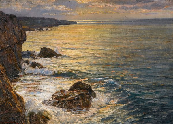Coastal Landscape by Wartan Makhokian - Hand-Painted Oil Painting Reproduction