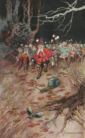 And the padding feet of many gnomes a-coming! by Warwick Goble Oil Painting