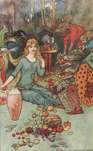 Buy from us with a golden curl by Warwick Goble Oil Painting