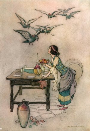 Cianna and her Brothers by Warwick Goble Oil Painting
