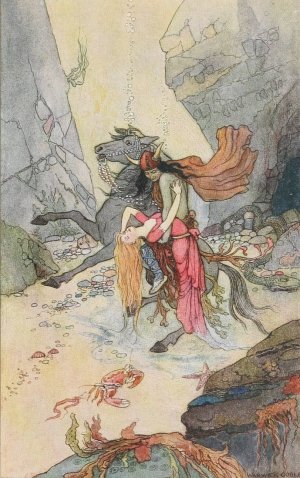 Down to the rocks where the serpents creep by Warwick Goble Oil Painting