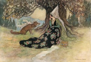 Grannonia and the Fox by Warwick Goble Oil Painting