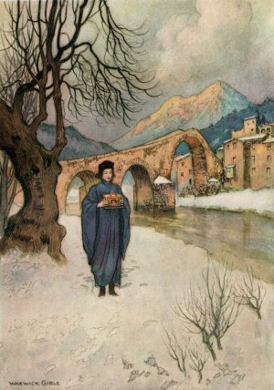 Lise, in the Snow, with the Casket by Warwick Goble Oil Painting