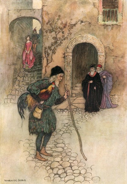 Main Product Photo of Minecco Aniello meeting the Magicians  Painting by Warwick Goble