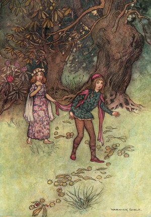 Nennillo and Nennella in the Wood by Warwick Goble Oil Painting