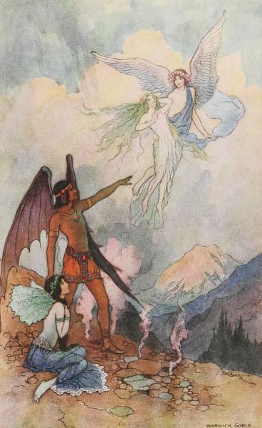 Off, ye icy Spirits, fly!  by Warwick Goble - Hand-Painted Oil Painting Reproduction