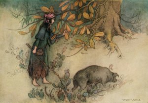 Parmetella gathering Golden Leaves by Warwick Goble Oil Painting
