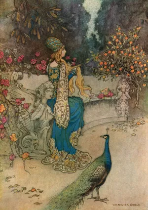 Preziosa in the Garden by Warwick Goble Oil Painting
