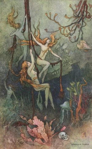 Sea-nymphs hourly ring his knell; Hark! now I hear them,—ding-dong, bell. by Warwick Goble Oil Painting