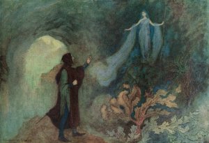 The Fairy appearing to the Prince in the Grotto by Warwick Goble Oil Painting