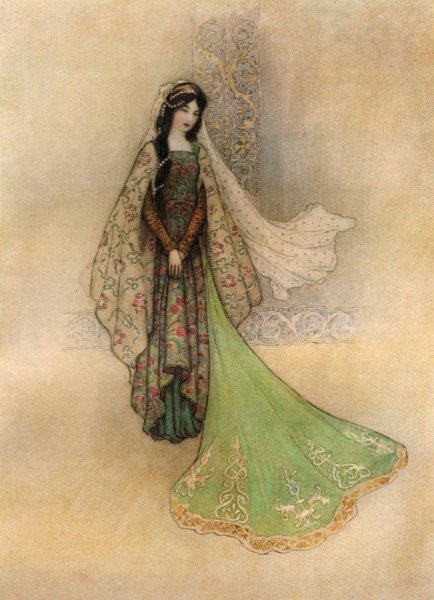 The Princess as the Ogre's Bride  by Warwick Goble - Hand-Painted Oil Painting Reproduction