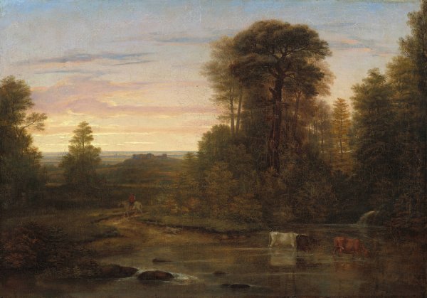 A Landscape after Sunset  by Washington Allston - Hand-Painted Oil Painting Reproduction