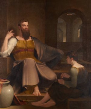 Jeremiah Dictating His Prophecy of the Destruction of Jerusalem to Baruch the Scribe by Washington Allston Oil Painting