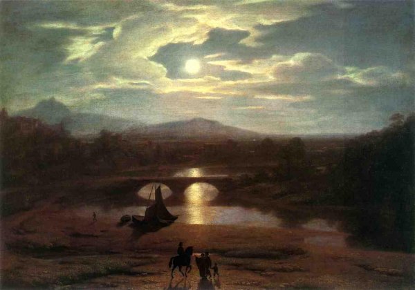 Moonlit Landscape by Washington Allston - Hand-Painted Oil Painting Reproduction