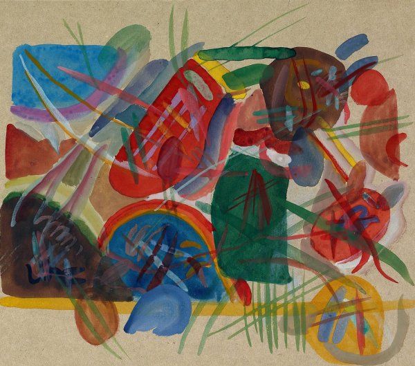 Main Product Photo of Aquarell 'Mit Wald und Regenbogen' Painting by Wassily Kandinsky