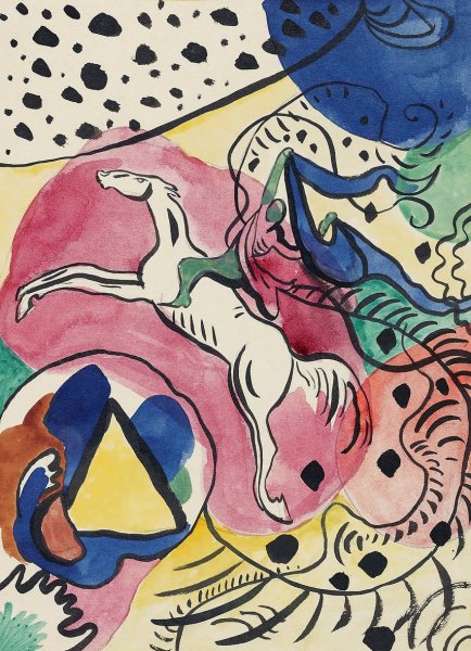 Main Product Photo of Design for the cover of the almanac 'The Blue Rider' Painting by Wassily Kandinsky