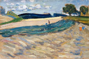 Landscape with a yellow field by Wassily Kandinsky Oil Painting
