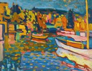 Study For Autumn Landscape With Boats by Wassily Kandinsky Oil Painting
