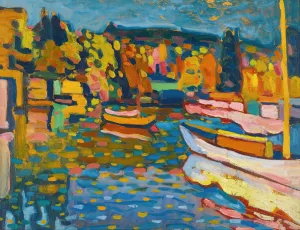 Study For Autumn Landscape With Boats by Wassily Kandinsky Oil Painting