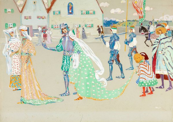 The Young Couple  by Wassily Kandinsky - Hand-Painted Oil Painting Reproduction