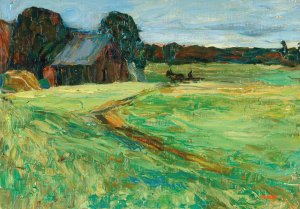 Vasilevskoe - Barn With Pony by Wassily Kandinsky Oil Painting