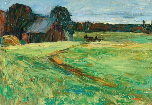 Main Product Photo of Vasilevskoe - Barn With Pony Painting by Wassily Kandinsky
