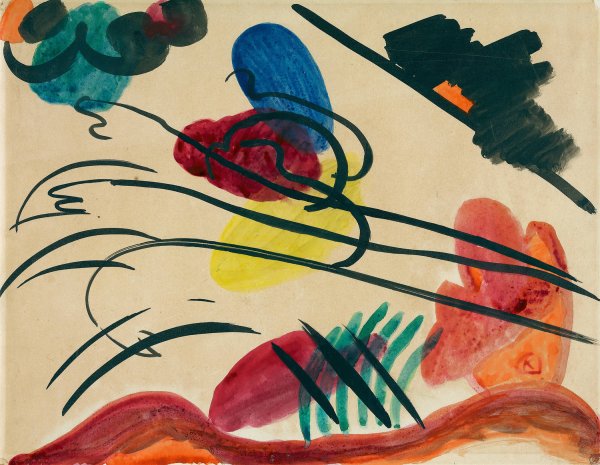 With Three Riders  by Wassily Kandinsky - Hand-Painted Oil Painting Reproduction