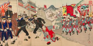 A Record of Future Events in the Sino-Japanese War The Fall of Beijing and the Surrender of Chinese Generals by Watanabe Nobukazu Oil Painting