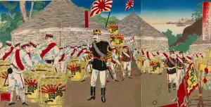 Celebratory Sake Served to Mark the Triumphal Entrance into Port Arthur by Watanabe Nobukazu Oil Painting